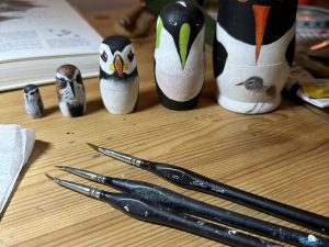 Hand painted nest of  Seabirds